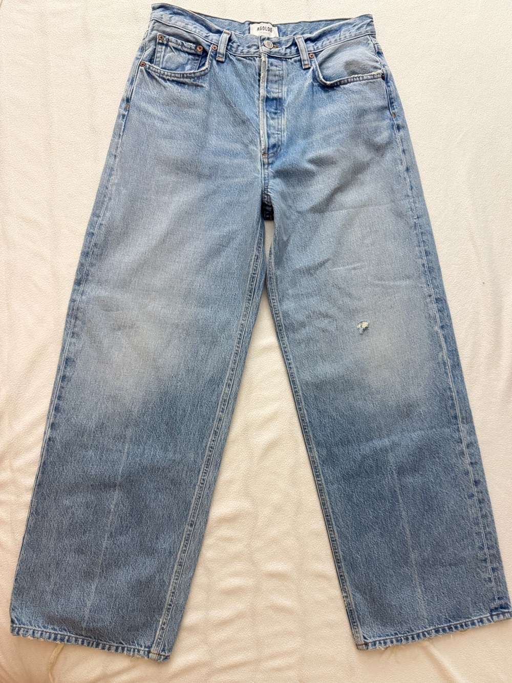 AGOLDE Low Slung Baggy 30.5 Jeans Libertine Size 27 NWOT Distressed - Picture 5 of 9